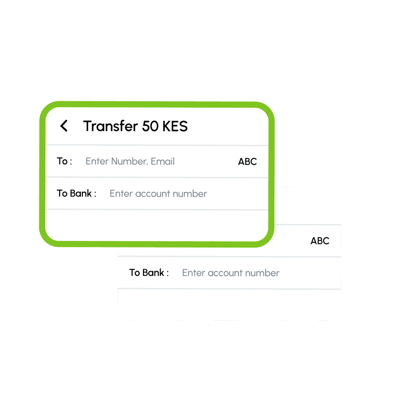 Send Money transfer cards interface