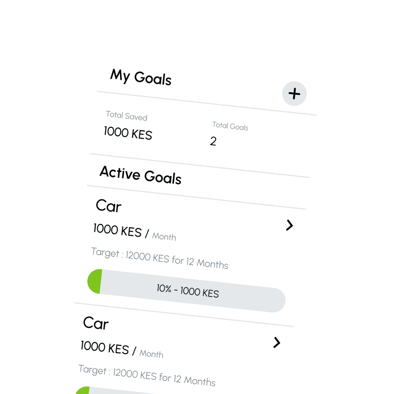 My Goals saving progress interface